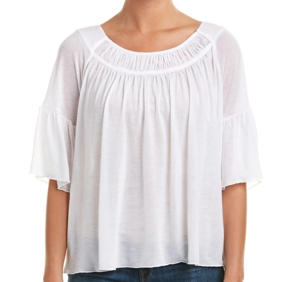 Three Dots Swing Top White 3/4 Sleeve Size Large